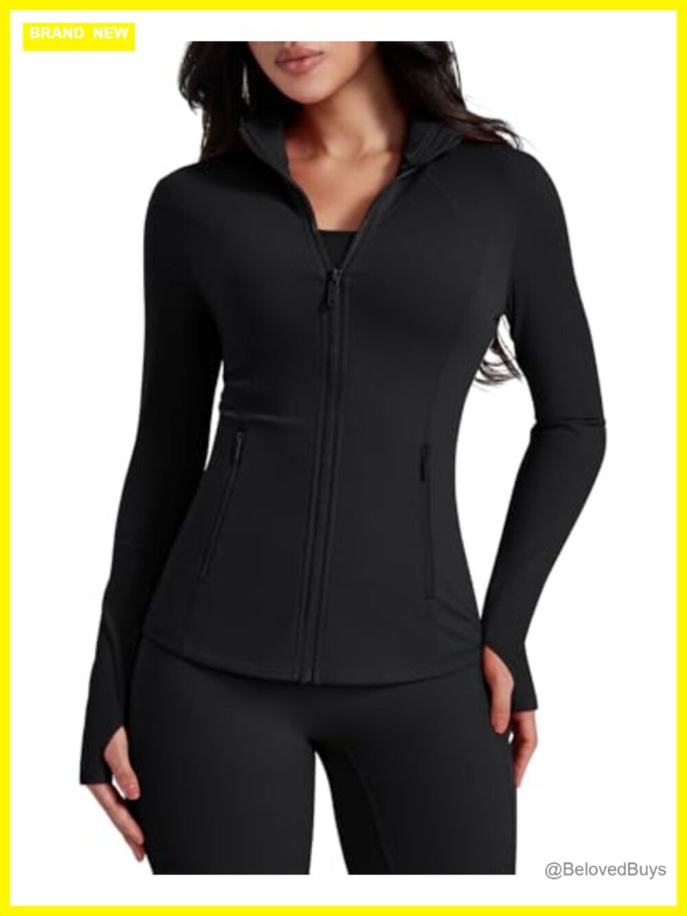 Lightweight Athletic Zip Up Jacket with Pockets & Thumb Holes